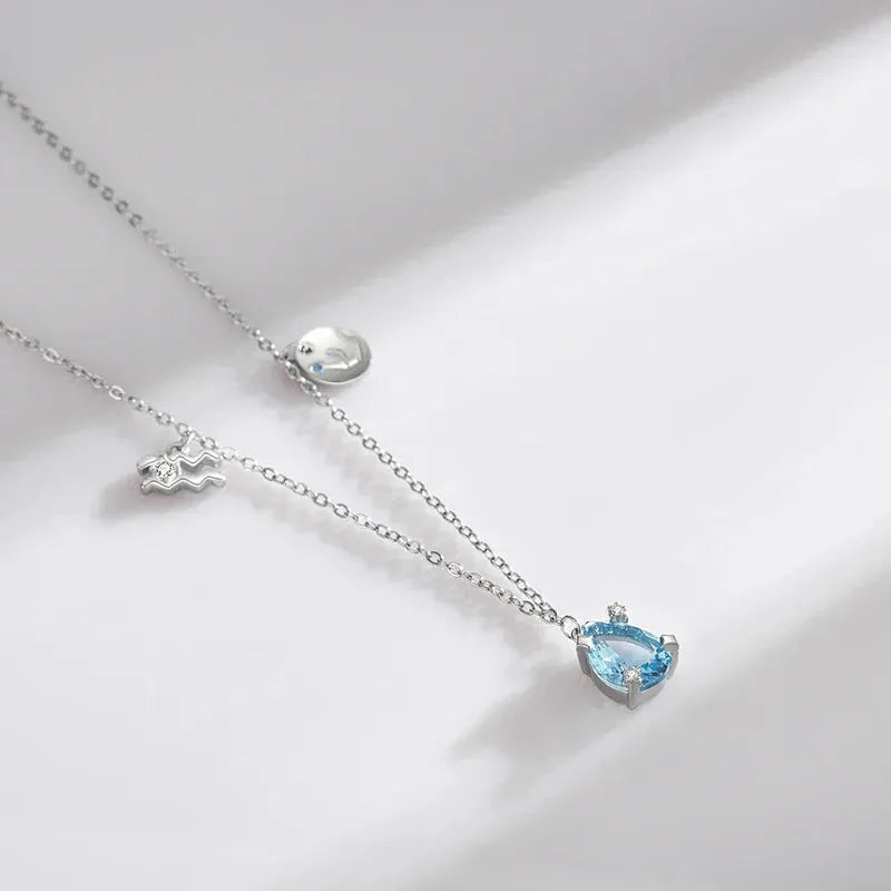 Birthstone Zodiac Sign Symbol Charm Pendant Necklace