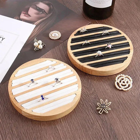 Wood Round Shape Jewelry Tray