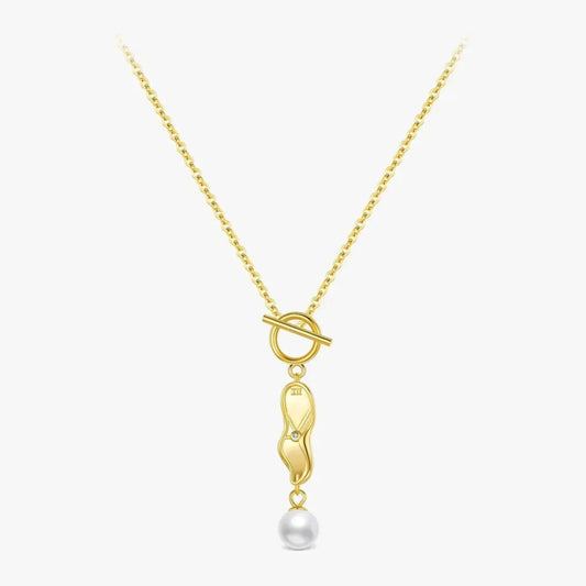 Twisted Clock Pearl Pendant Necklace