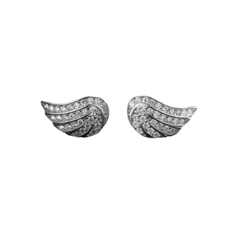 Silver Angel Wings Stud Earrings