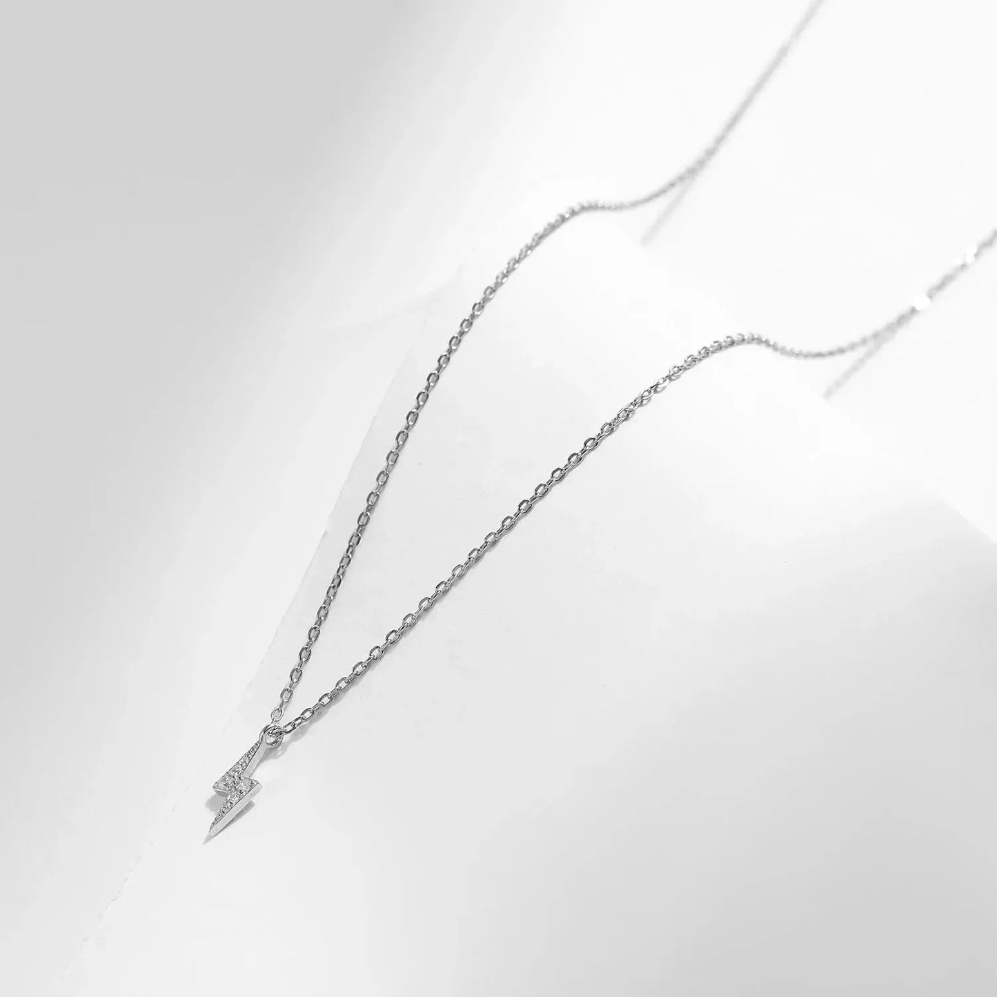 925 Sterling Silver Tiny Lightning Pendant Necklace