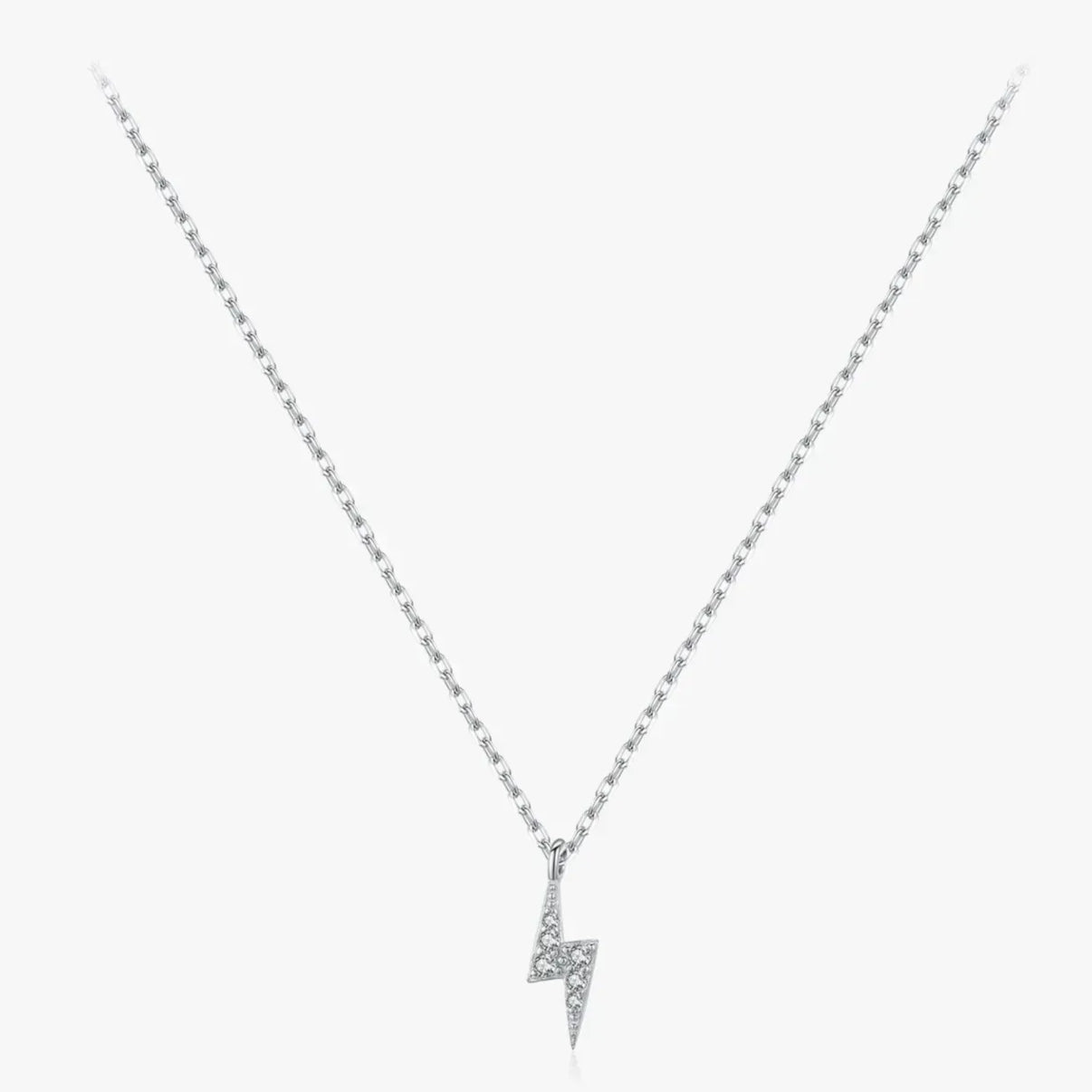 925 Sterling Silver Tiny Lightning Pendant Necklace