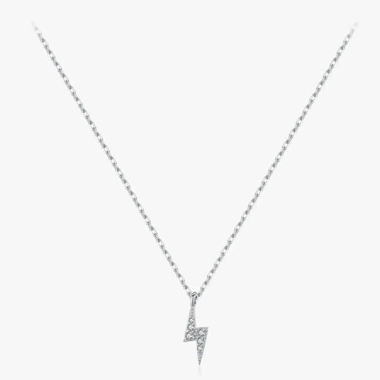 925 Sterling Silver Tiny Lightning Pendant Necklace