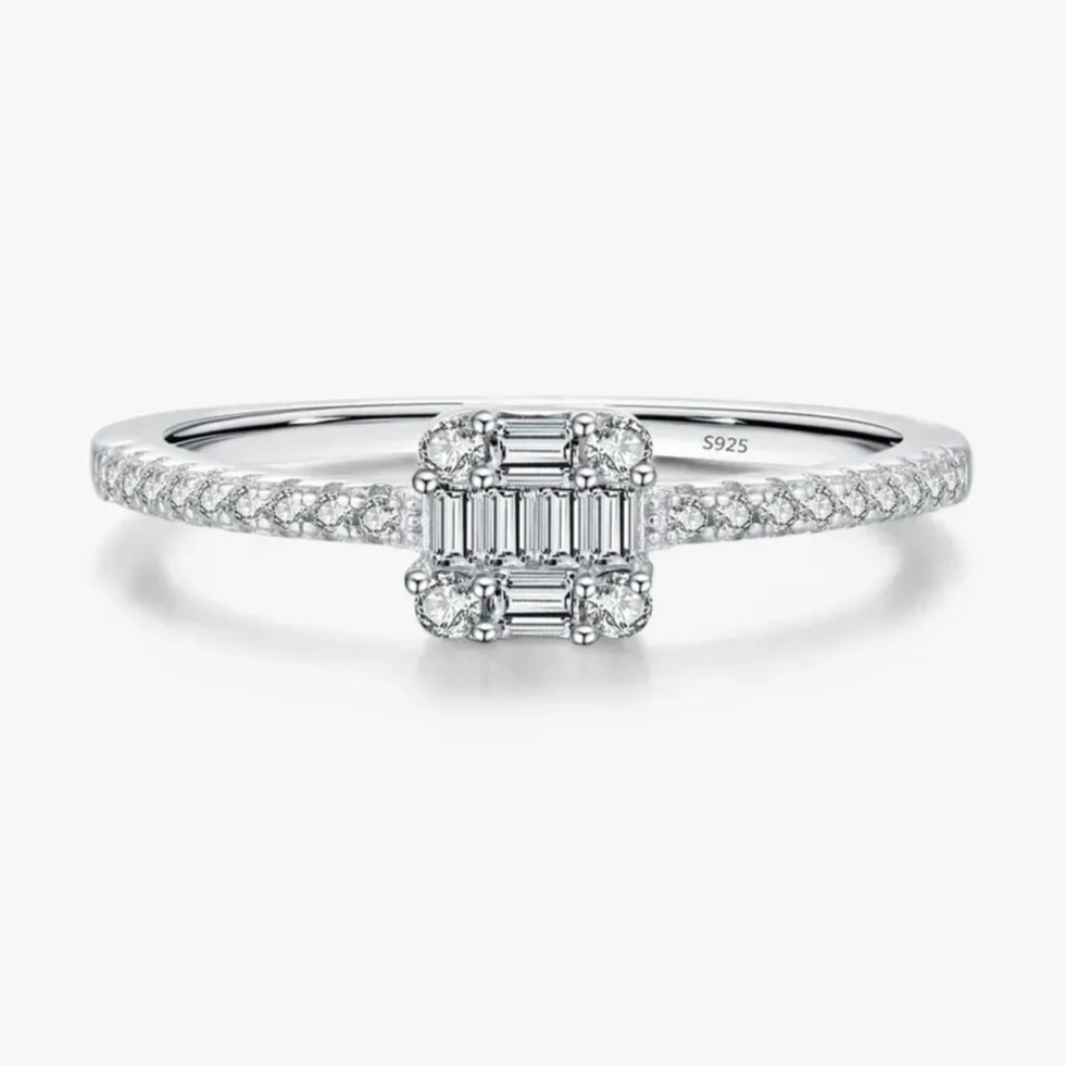 Silver Simple Square Luxury Ring
