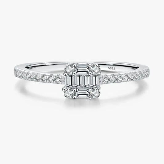 Silver Simple Square Luxury Ring