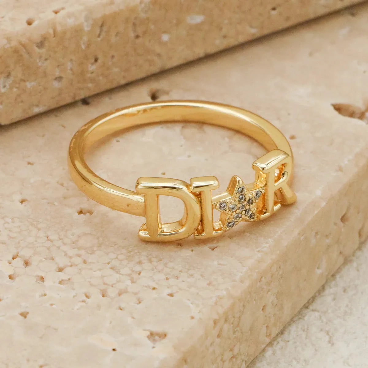 1 Piece New Zircon Letter D Ring Exquisite Fashion Stainless Steel Star Ring