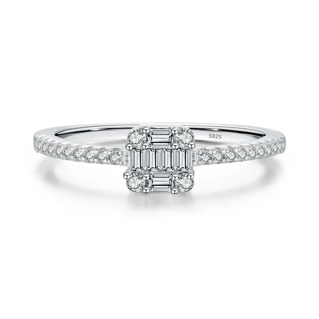 Silver Simple Square Luxury Ring