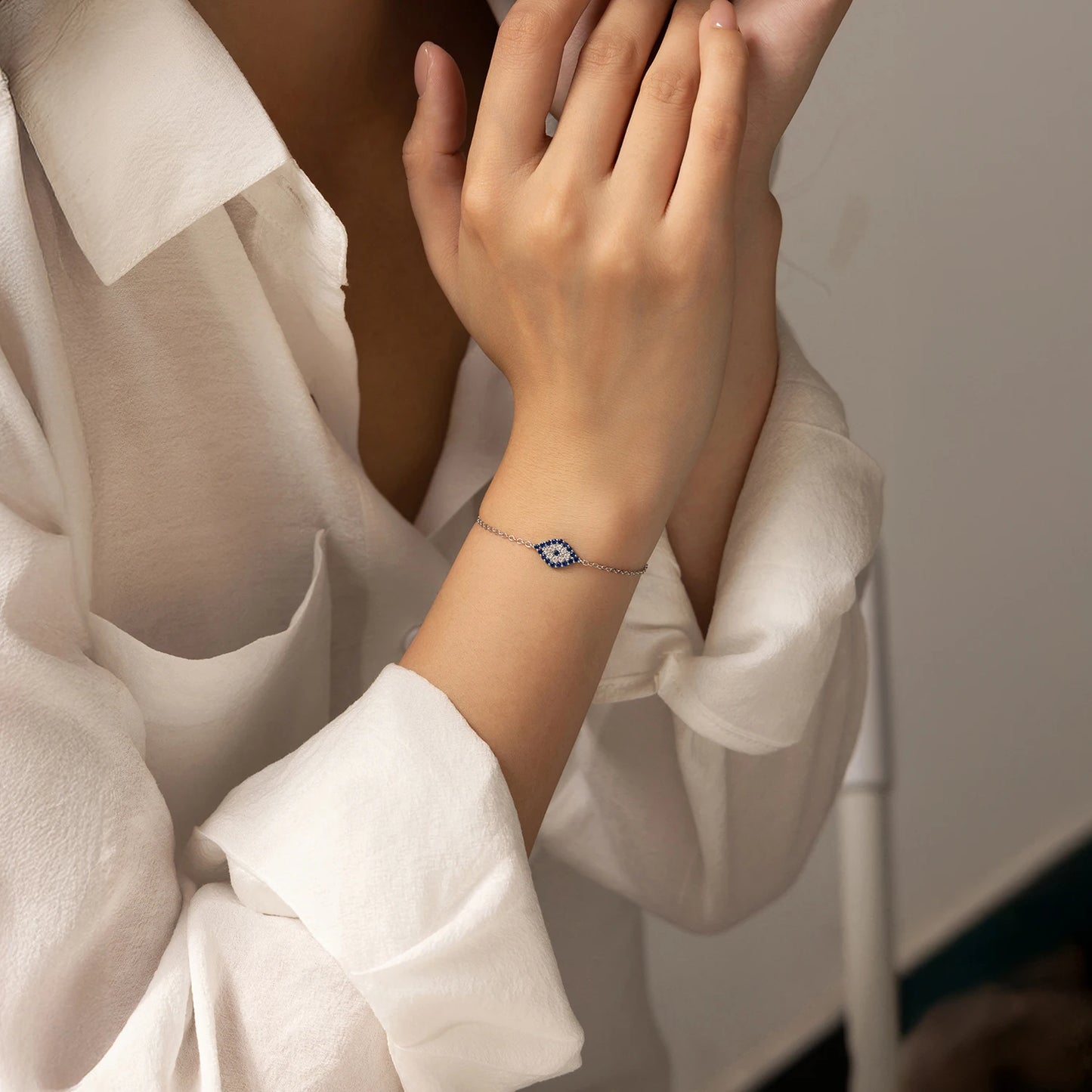 Silver Blue Eye  Bracelet