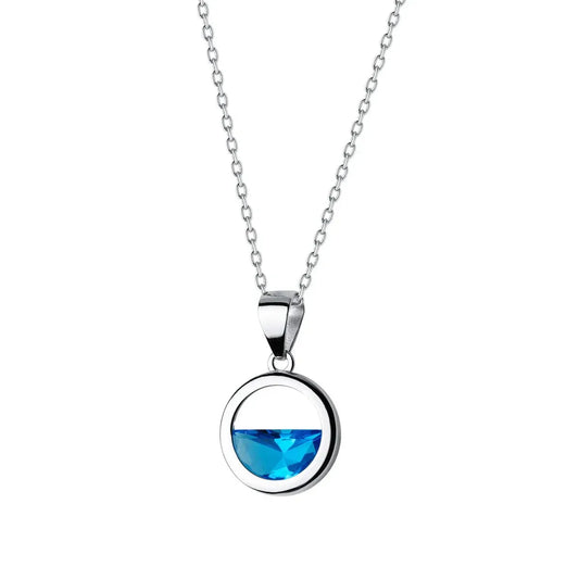 Round Seawater Zirconia Necklace