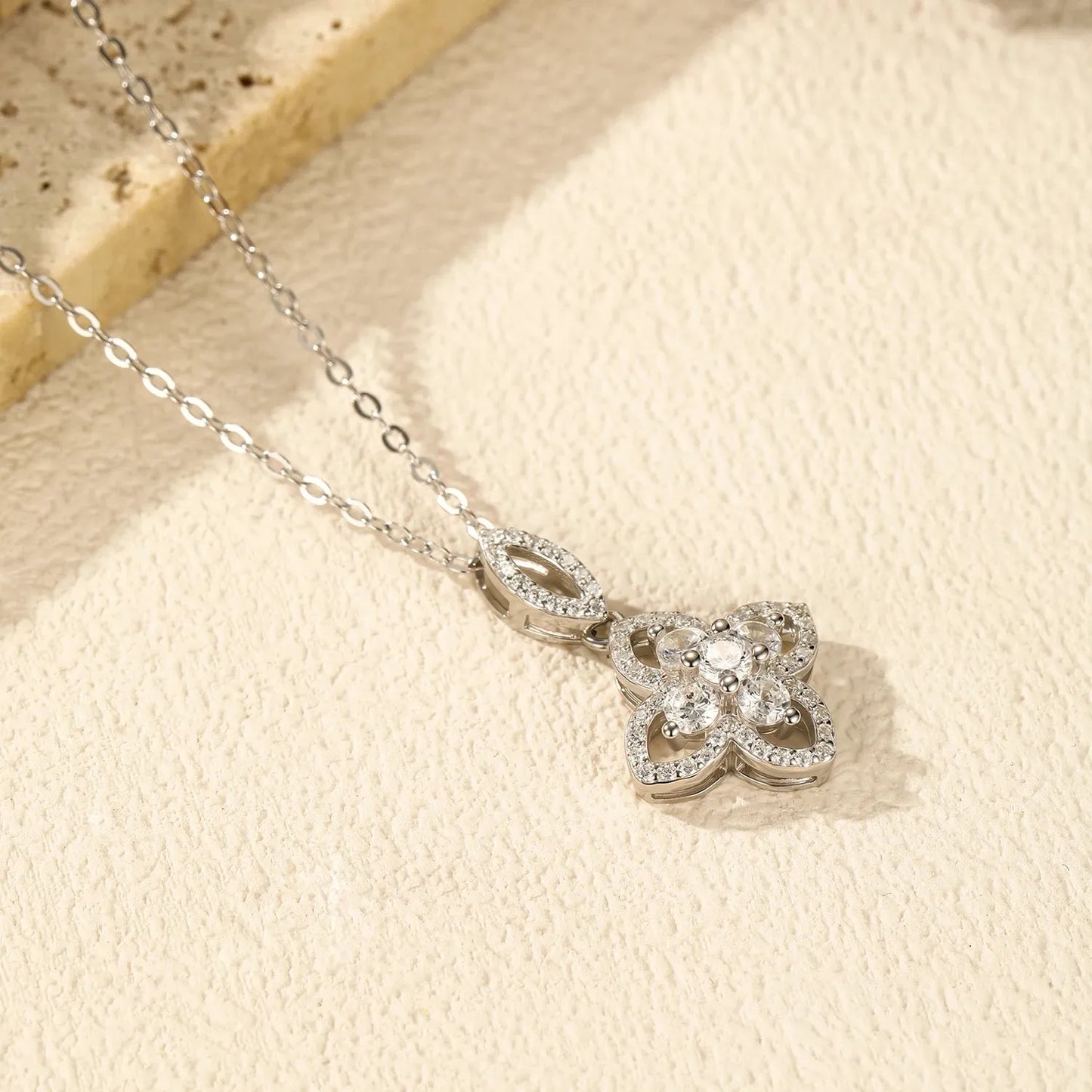 Four Leaf Clover Link Necklace Made With 925 Sterling Silver