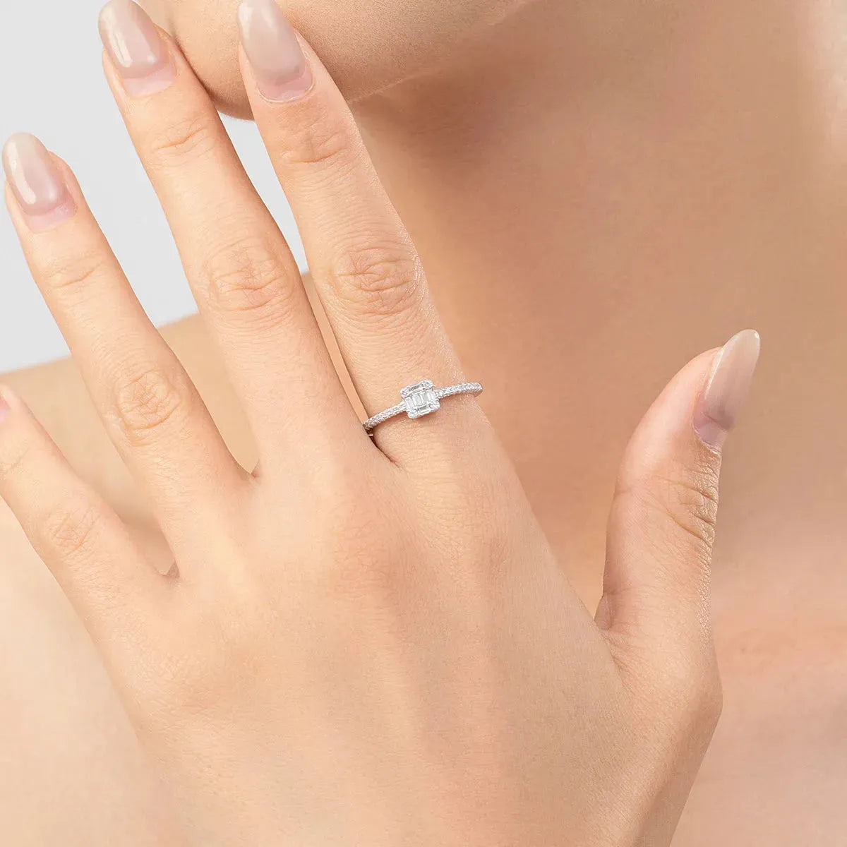 Silver Simple Square Luxury Ring
