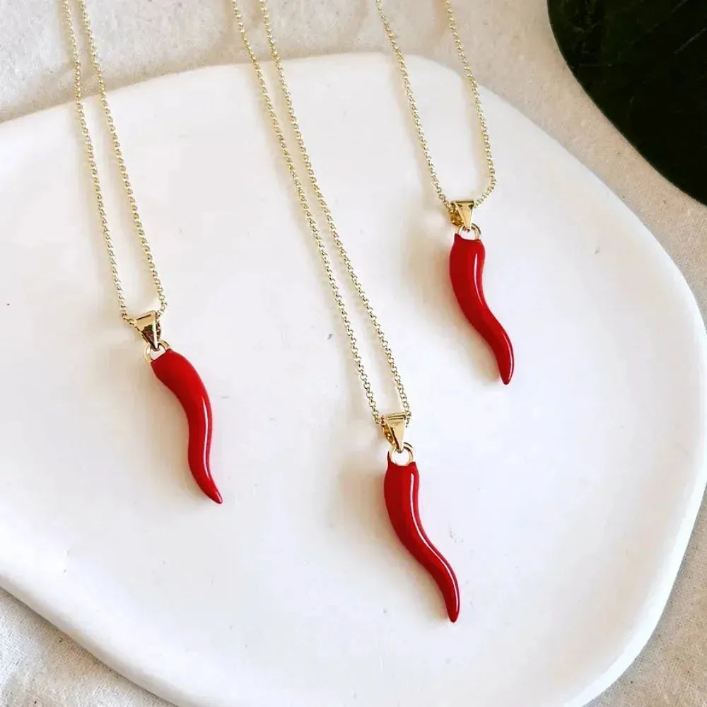 Red Chili Pepper Necklace  & Earring Set
