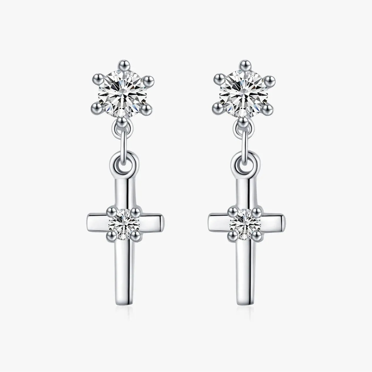 Sparkling Round CZ Stud Earrings 925 Sterling Silver
