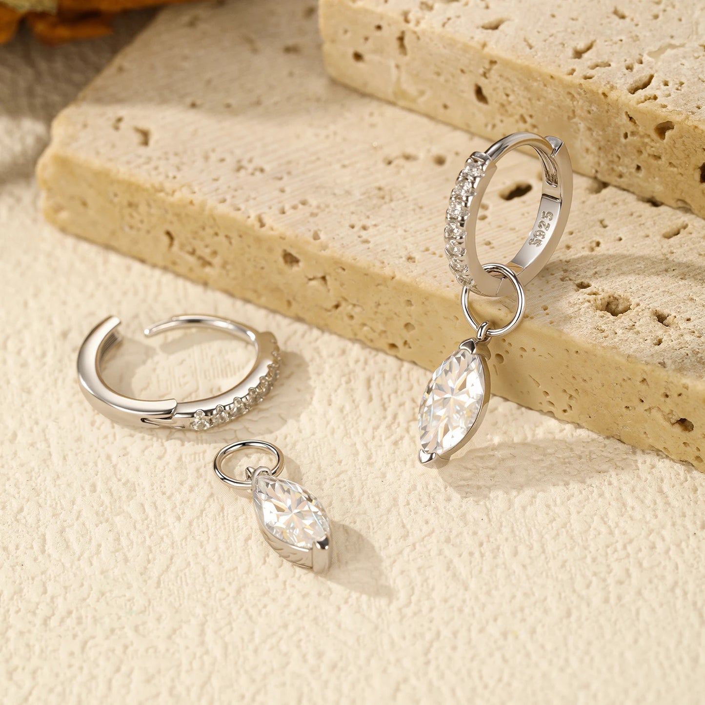 Rhombic Moissanite Ear Buckles