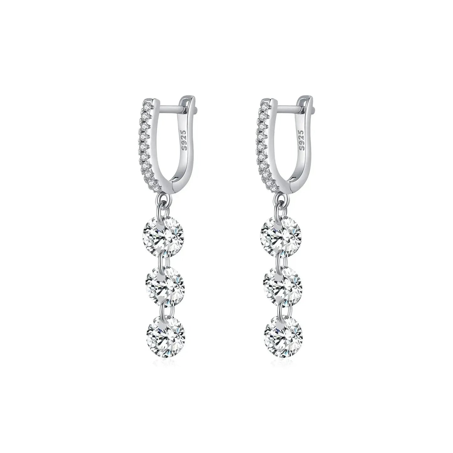 Luxury Clear CZ Swing Dangle Earrings