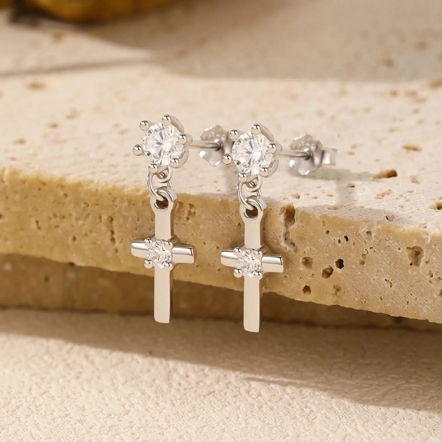 Sparkling Round CZ Stud Earrings 925 Sterling Silver