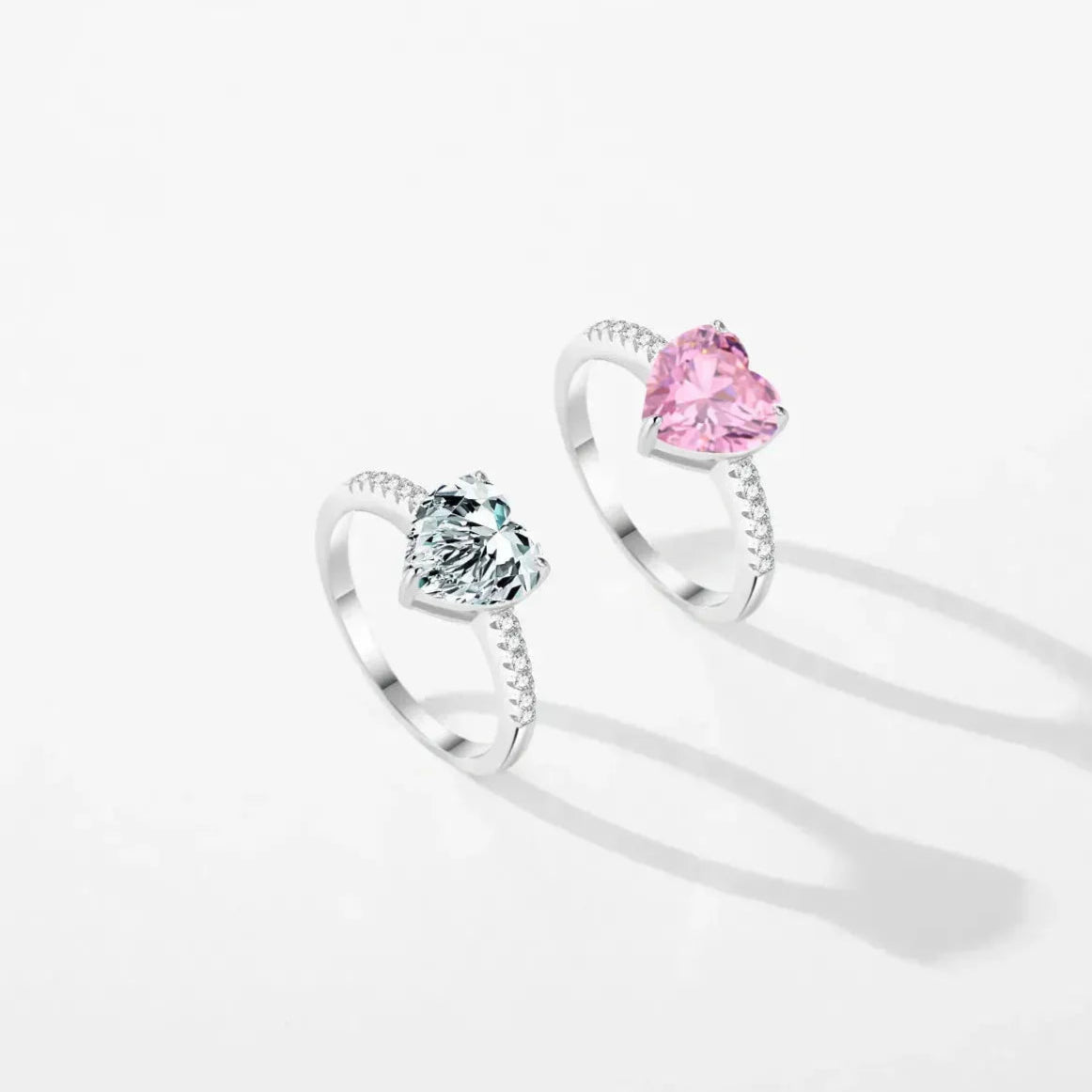 Dazzling Pink Hearts Zirconia Ring