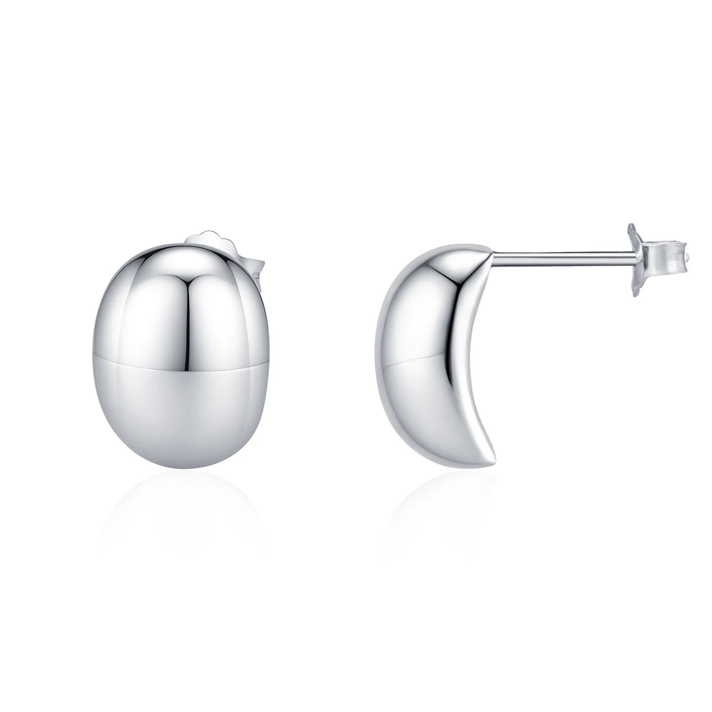 Trendy Minimalist Oval Mirror Stud Earrings