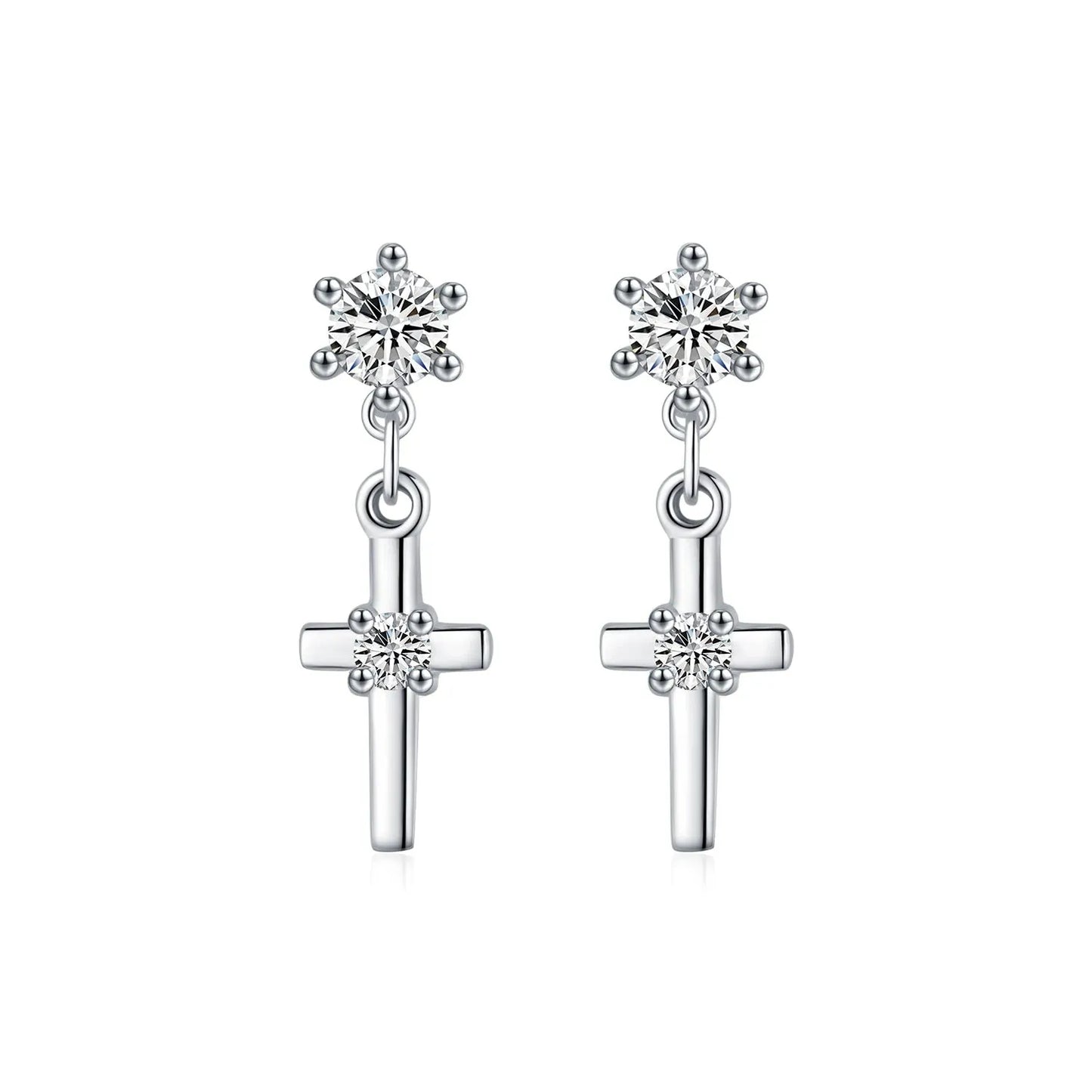 Sparkling Round CZ Stud Earrings 925 Sterling Silver