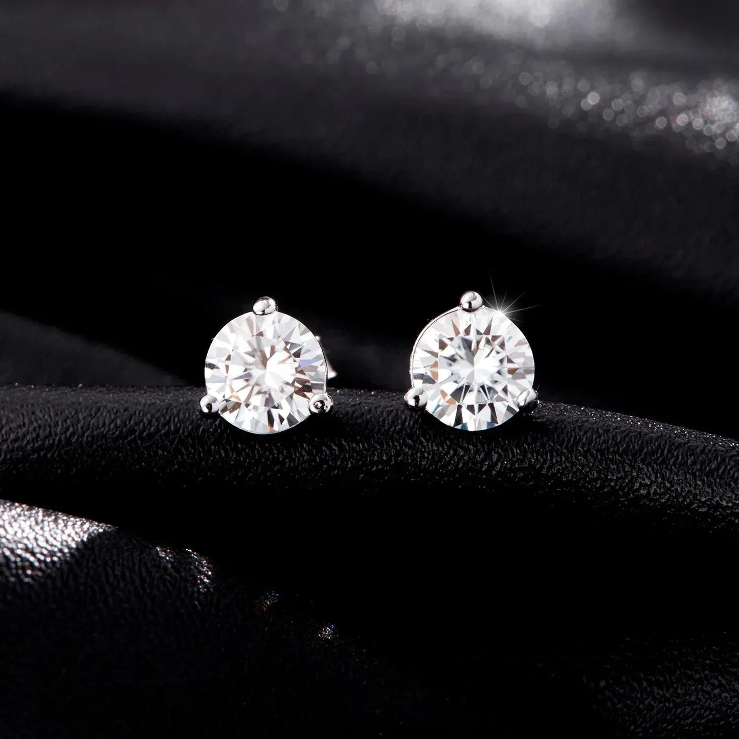 1CT Moissanite Earrings 925 Sterling Silver Sparkling Three Prong Setting Stud Earrings