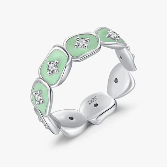 Irregular Round Eternity Band Stackable Finger Ring Mint Green