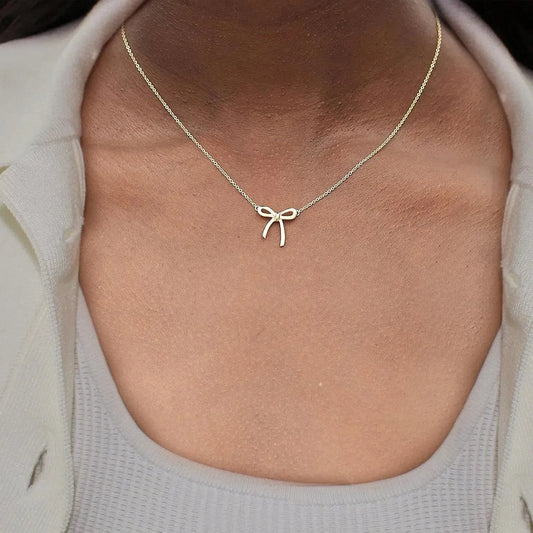 Cute Bow Pendant Choker Chain Necklaces