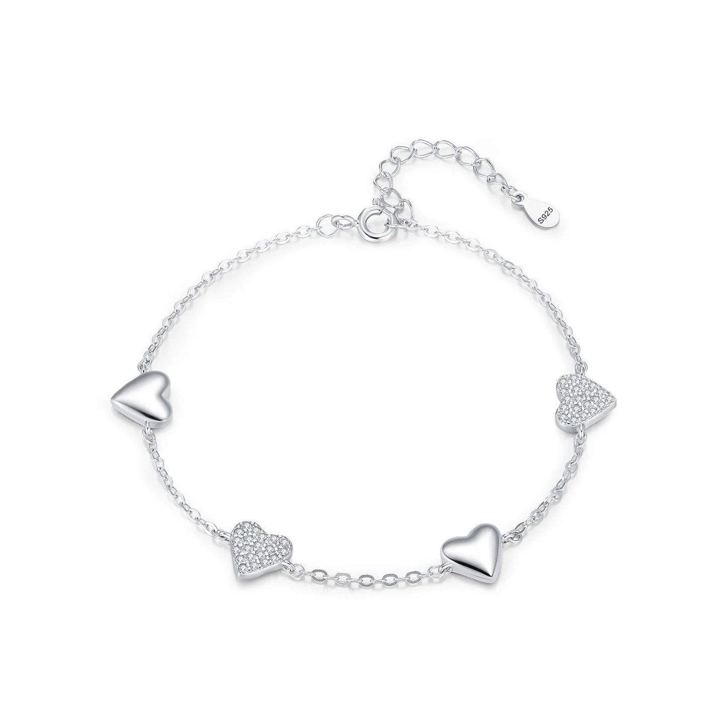 Mirror Hearts Charms Stackable Bracelet