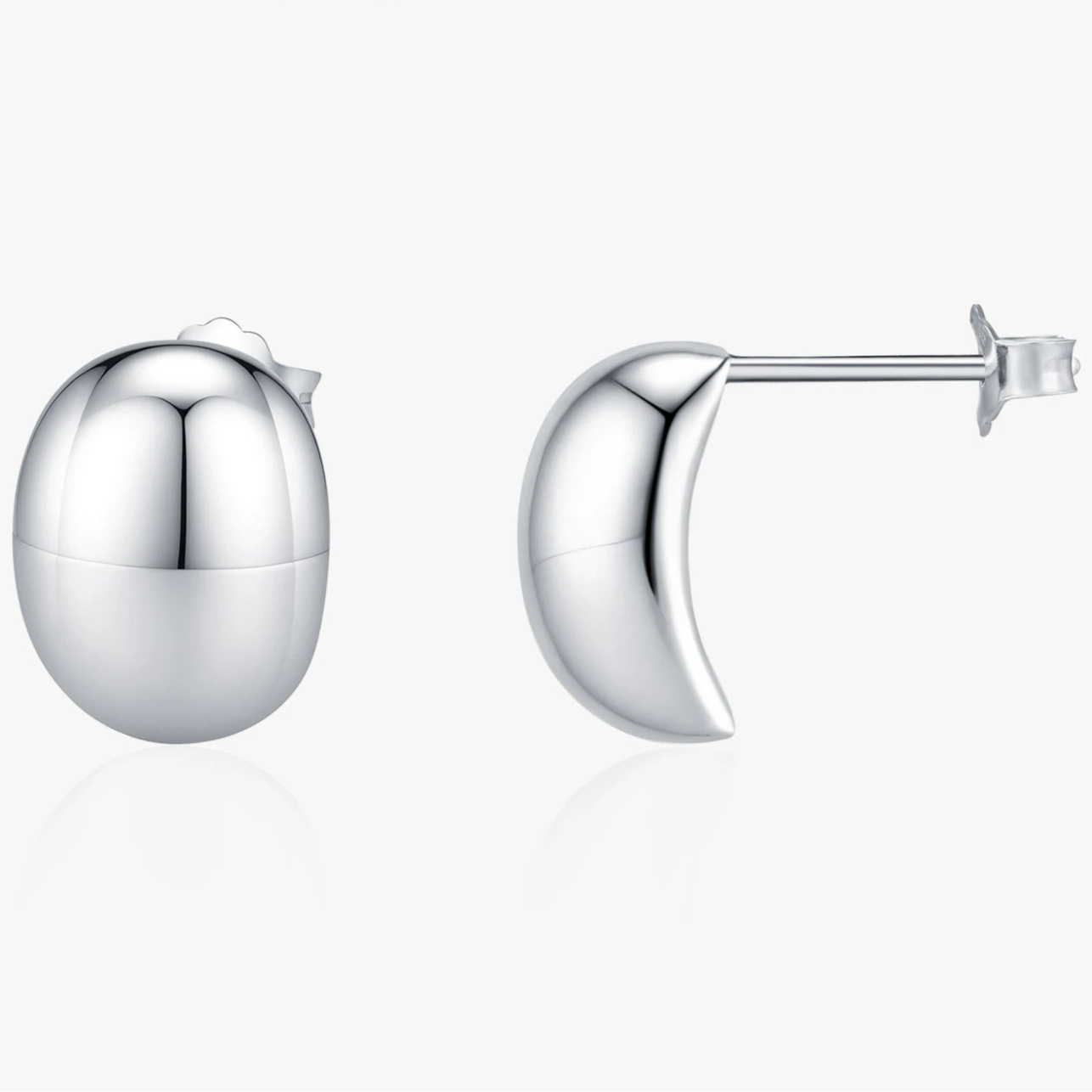 Trendy Minimalist Oval Mirror Stud Earrings