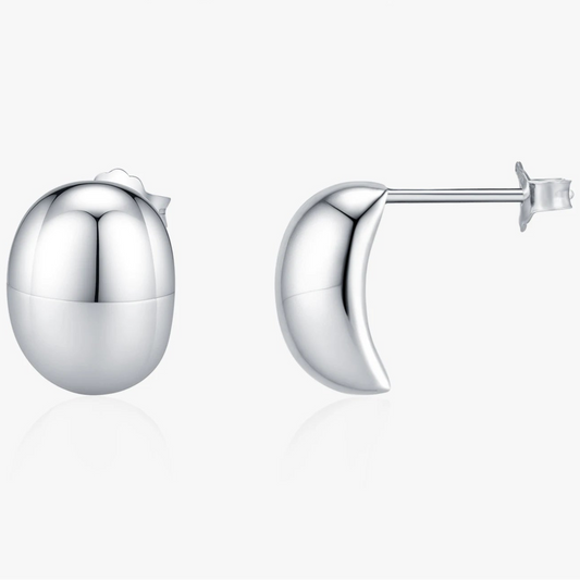 Trendy Minimalist Oval Mirror Stud Earrings