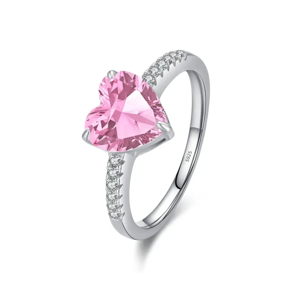 Dazzling Pink Hearts Zirconia Ring