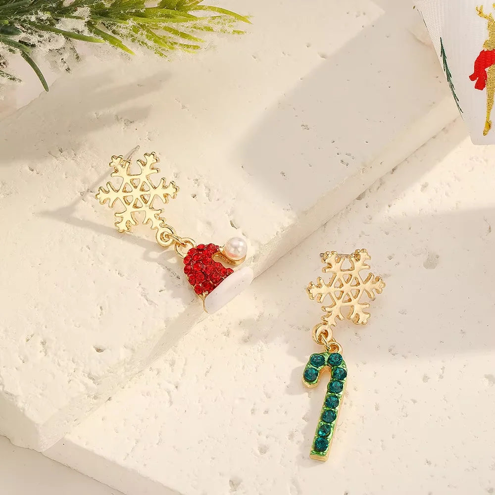 Festive Santa Hat, Candy Cane & Snowflake Earrings