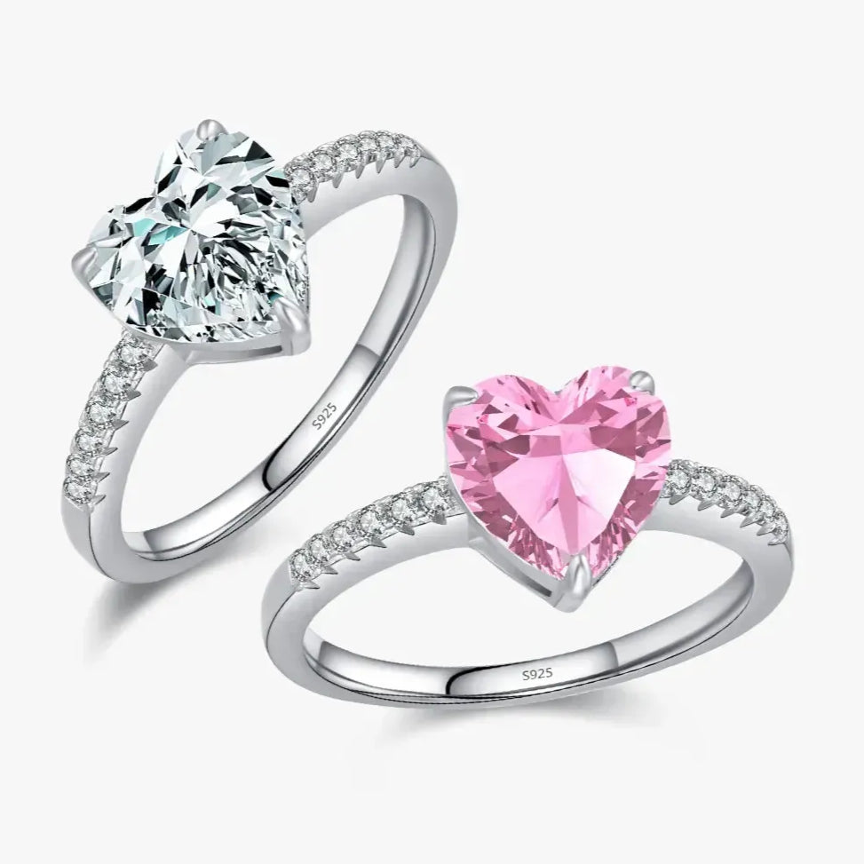 Dazzling Pink Hearts Zirconia Ring