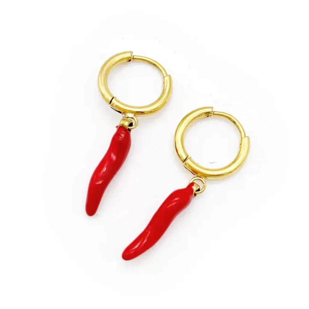 Red Chili Pepper Necklace  & Earring Set