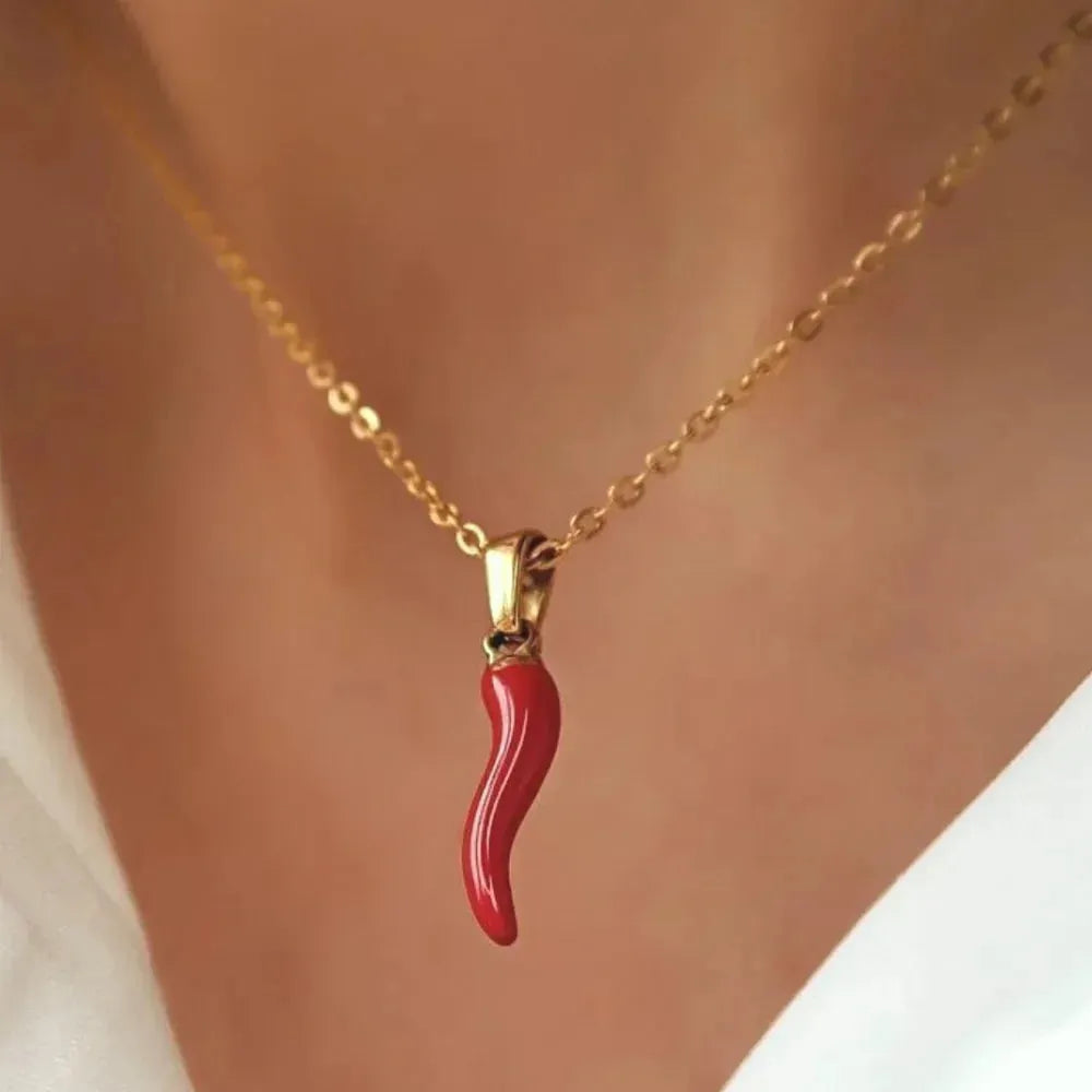 Red Chili Pepper Necklace  & Earring Set