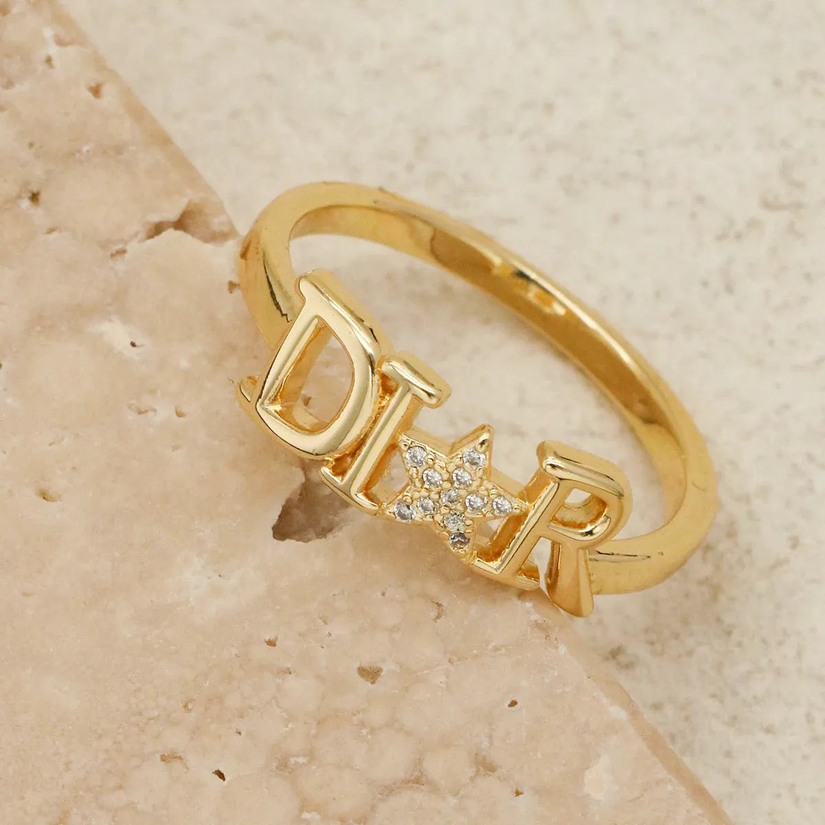 1 Piece New Zircon Letter D Ring Exquisite Fashion Stainless Steel Star Ring