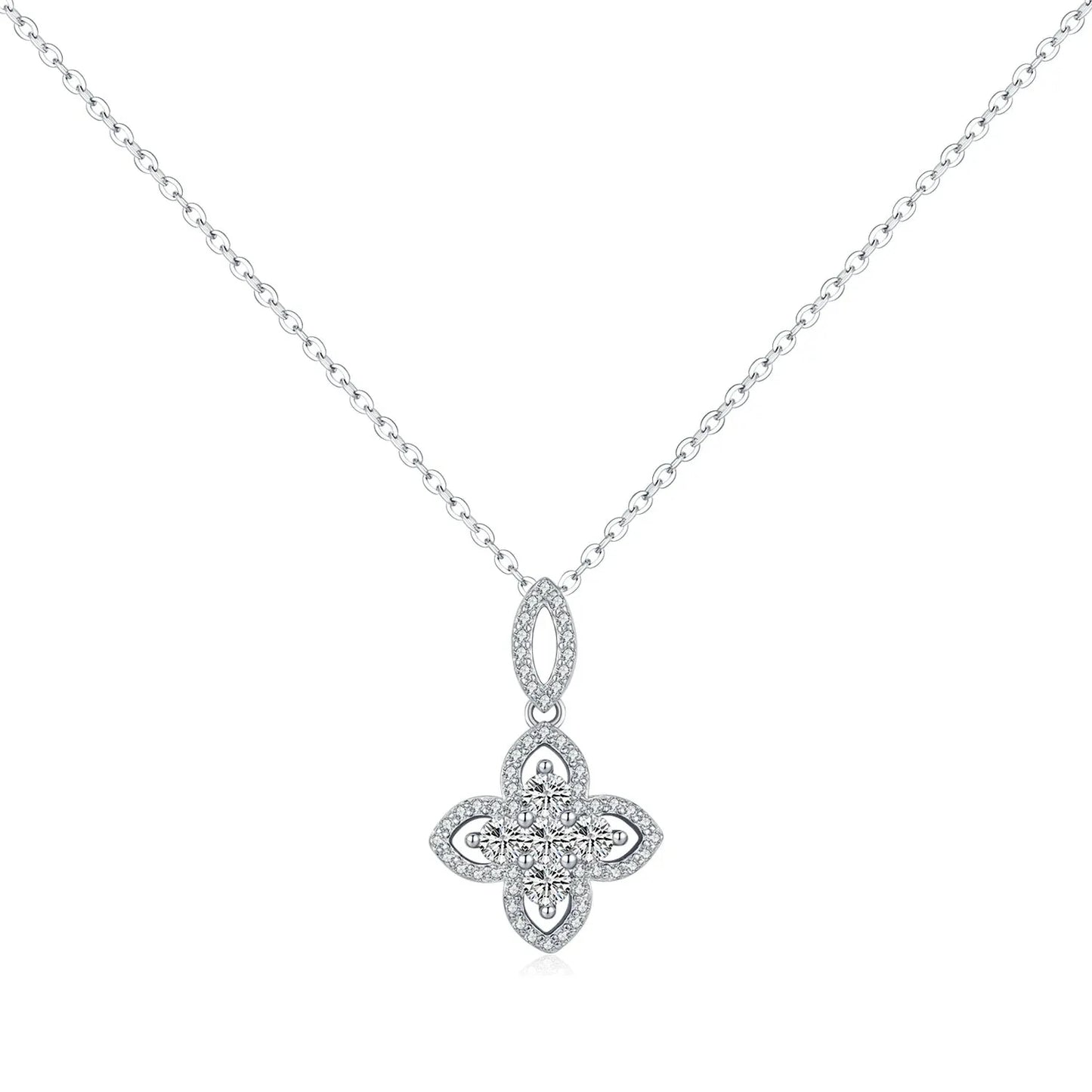 Four Leaf Clover Link Necklace Made With 925 Sterling Silver