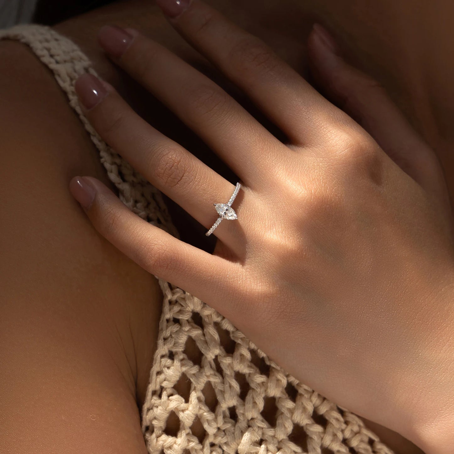 0.5Ct Rhombus Moissanite Ring