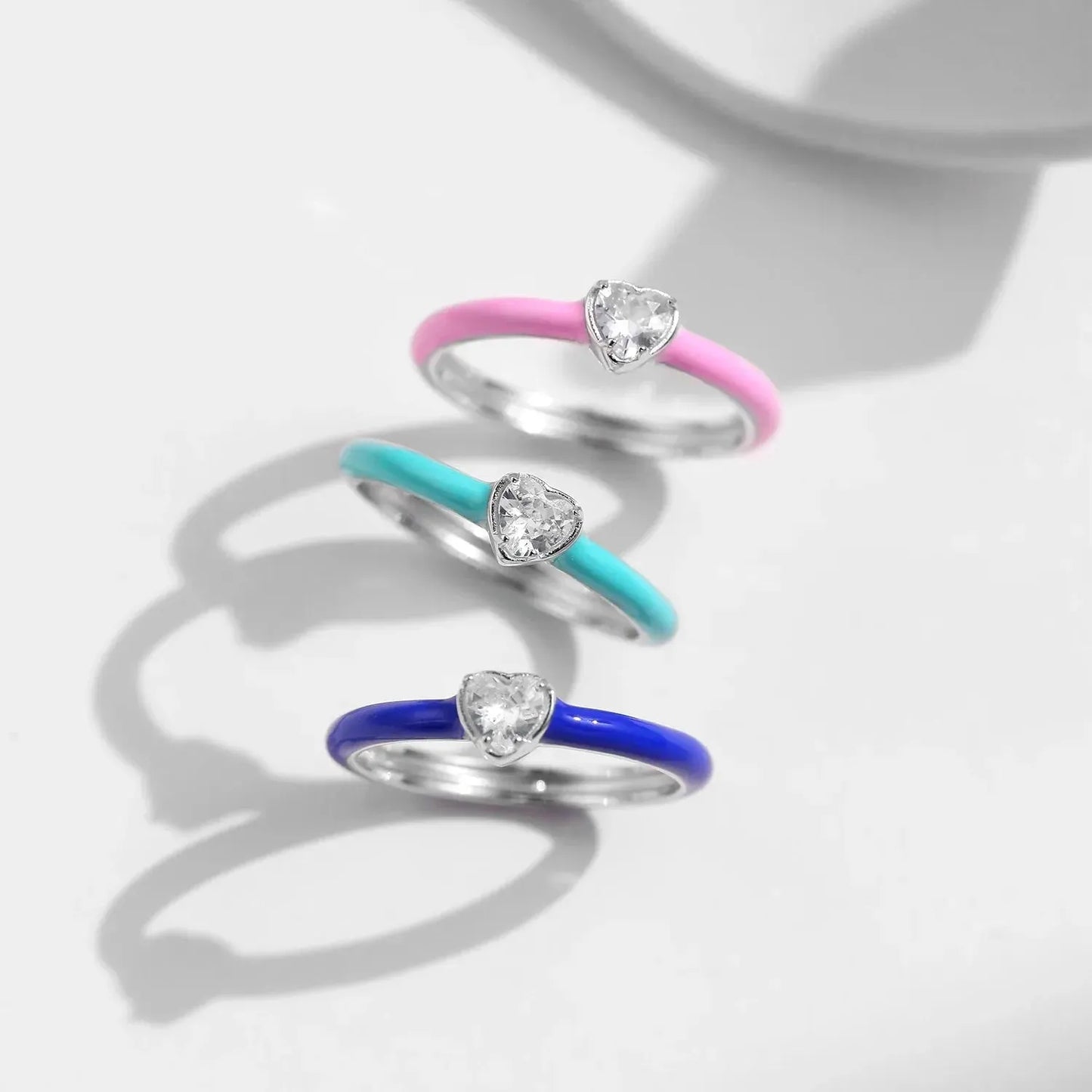 Trendy Blue & Mint Green Enamel Hearts Jewelry Sets