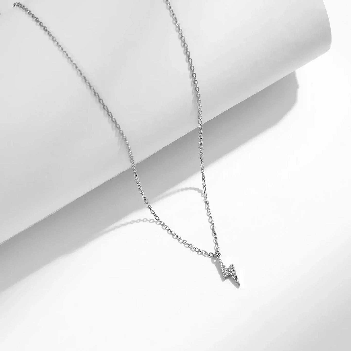 925 Sterling Silver Tiny Lightning Pendant Necklace