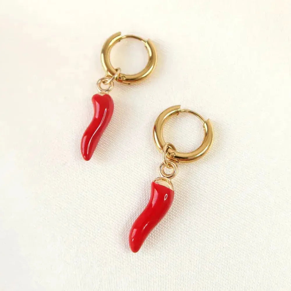 Red Chili Pepper Necklace  & Earring Set