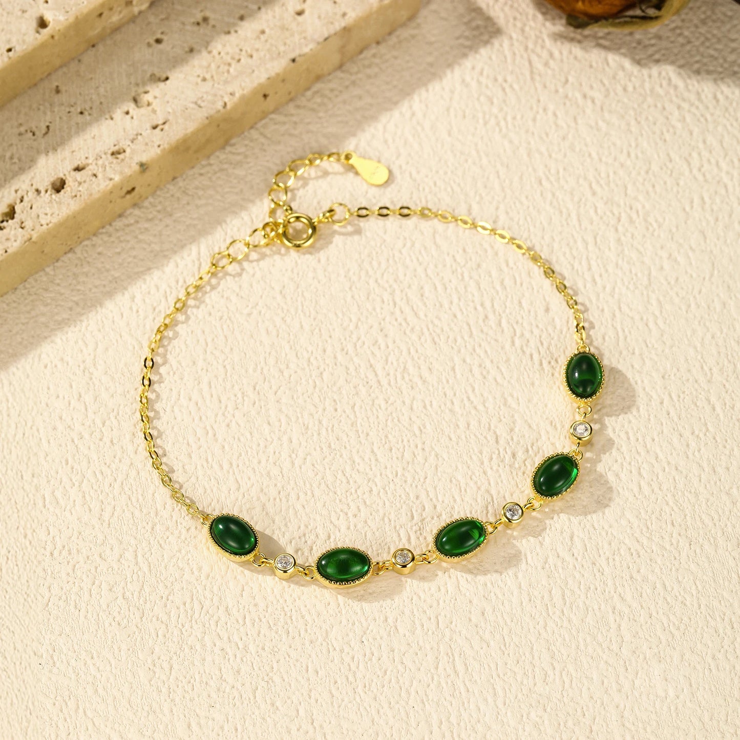 Oval Green Charm Bracelet