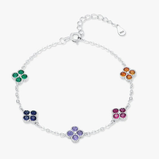 925 Sterling Silver Sweet Four Leaf Clover Bracelet