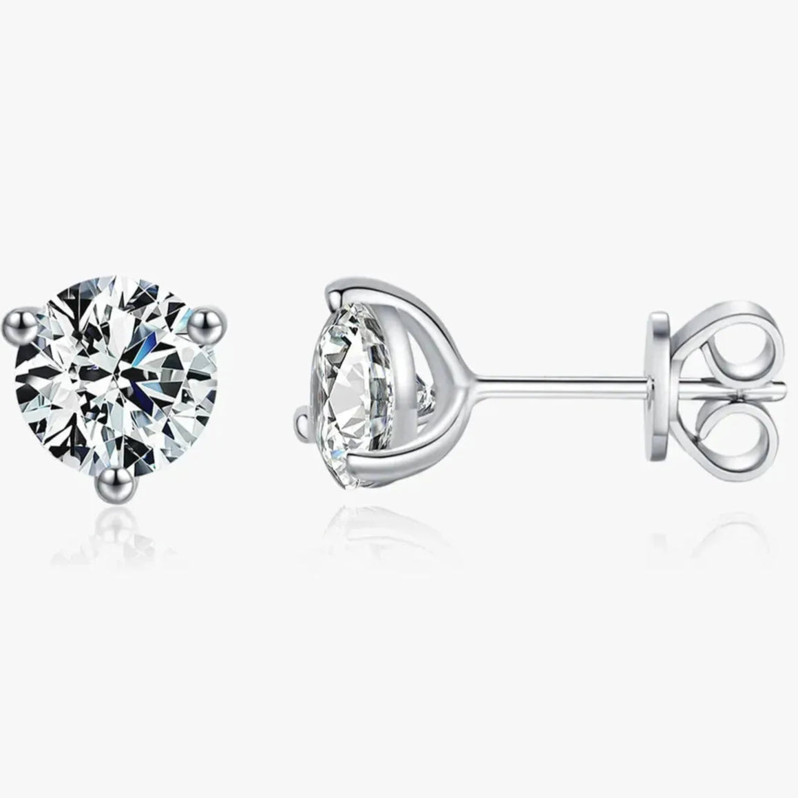 1CT Moissanite Earrings 925 Sterling Silver Sparkling Three Prong Setting Stud Earrings