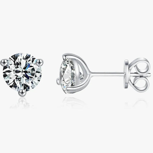 1CT Moissanite Earrings 925 Sterling Silver Sparkling Three Prong Setting Stud Earrings