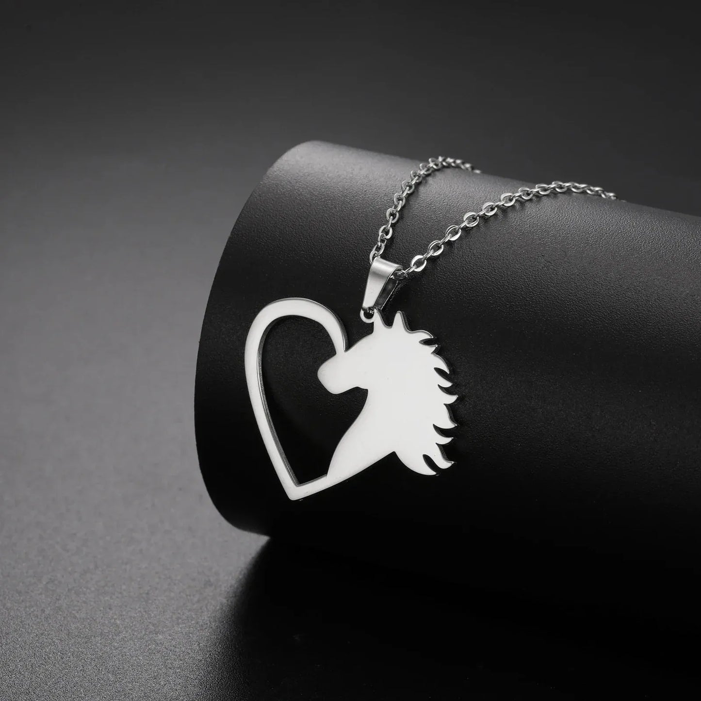 Love Horse Head Pendant Stainless Steel Necklace