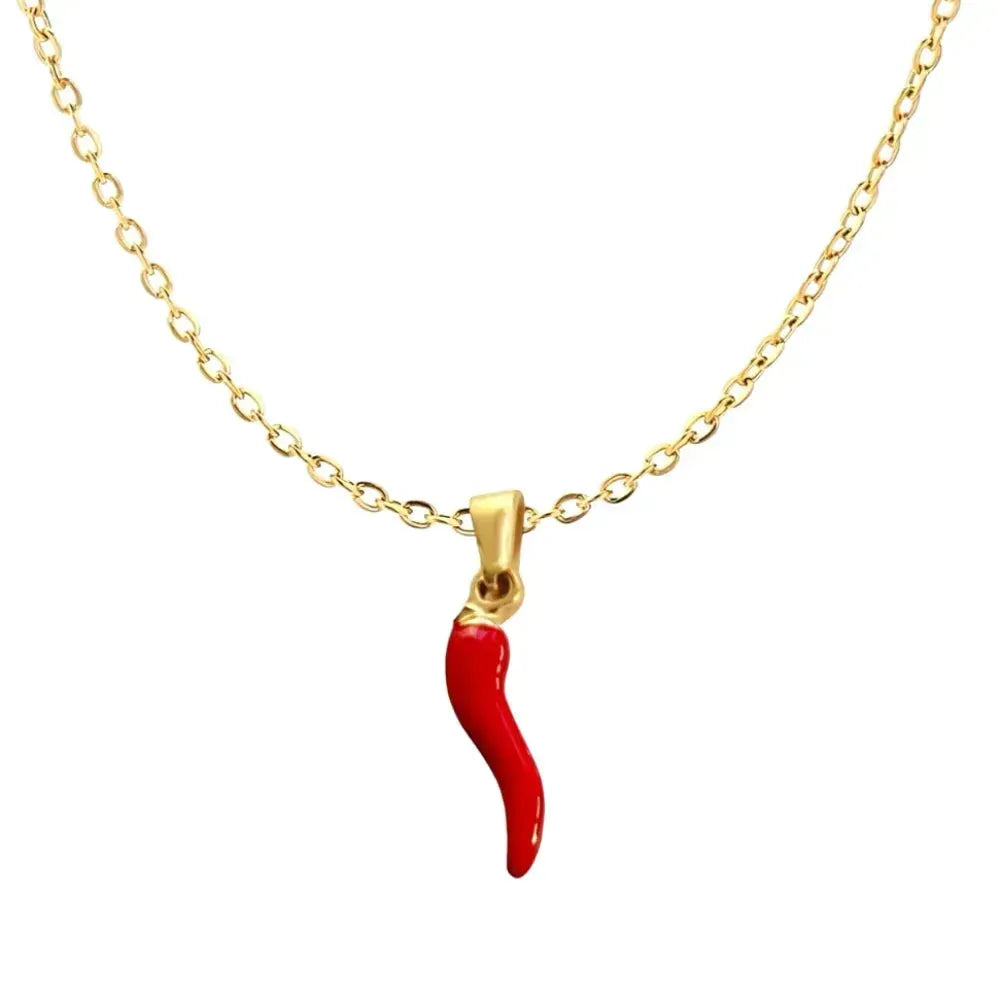 Red Chili Pepper Necklace  & Earring Set