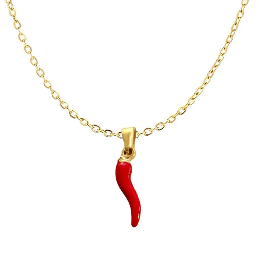 Red Chili Pepper Necklace  & Earring Set