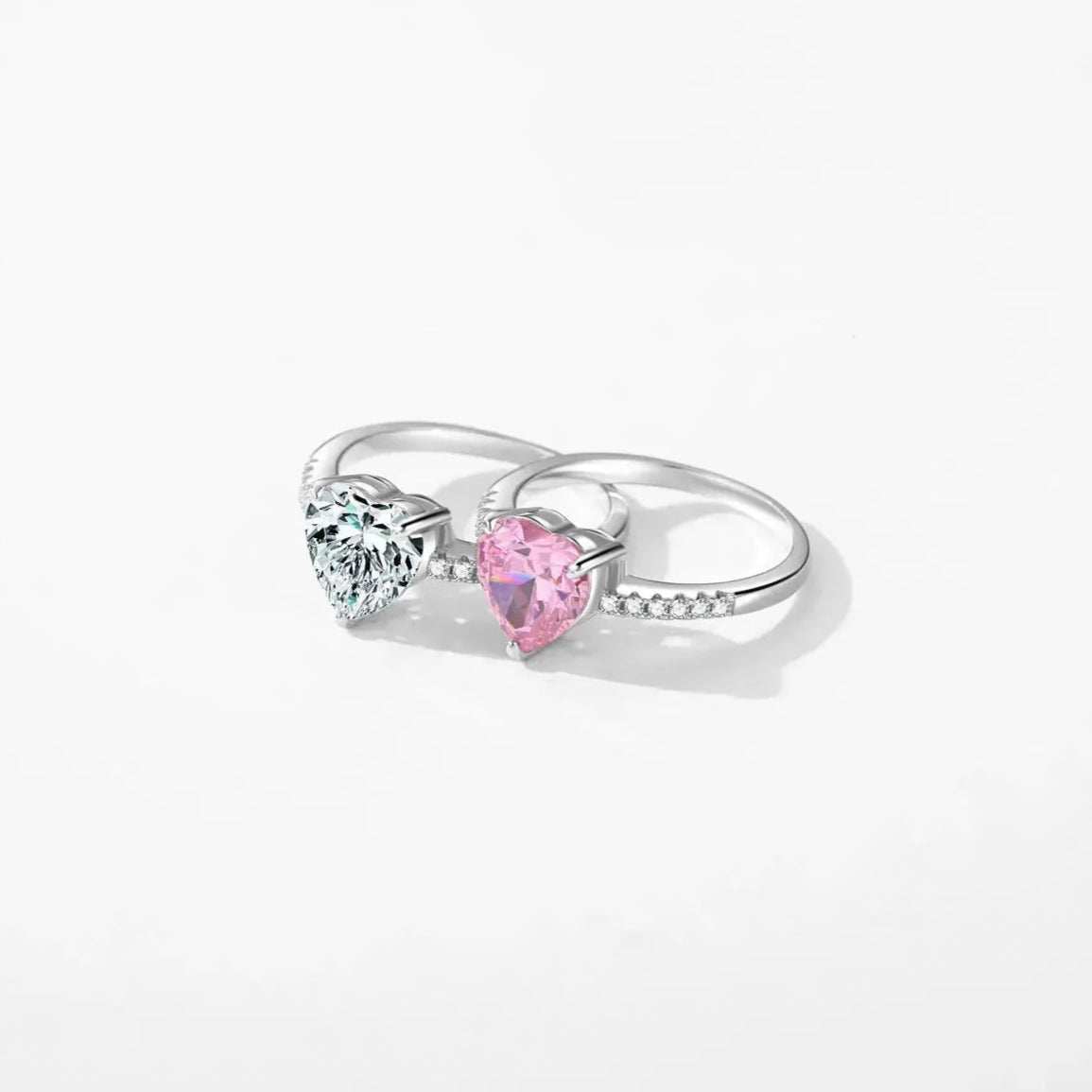 Dazzling Pink Hearts Zirconia Ring