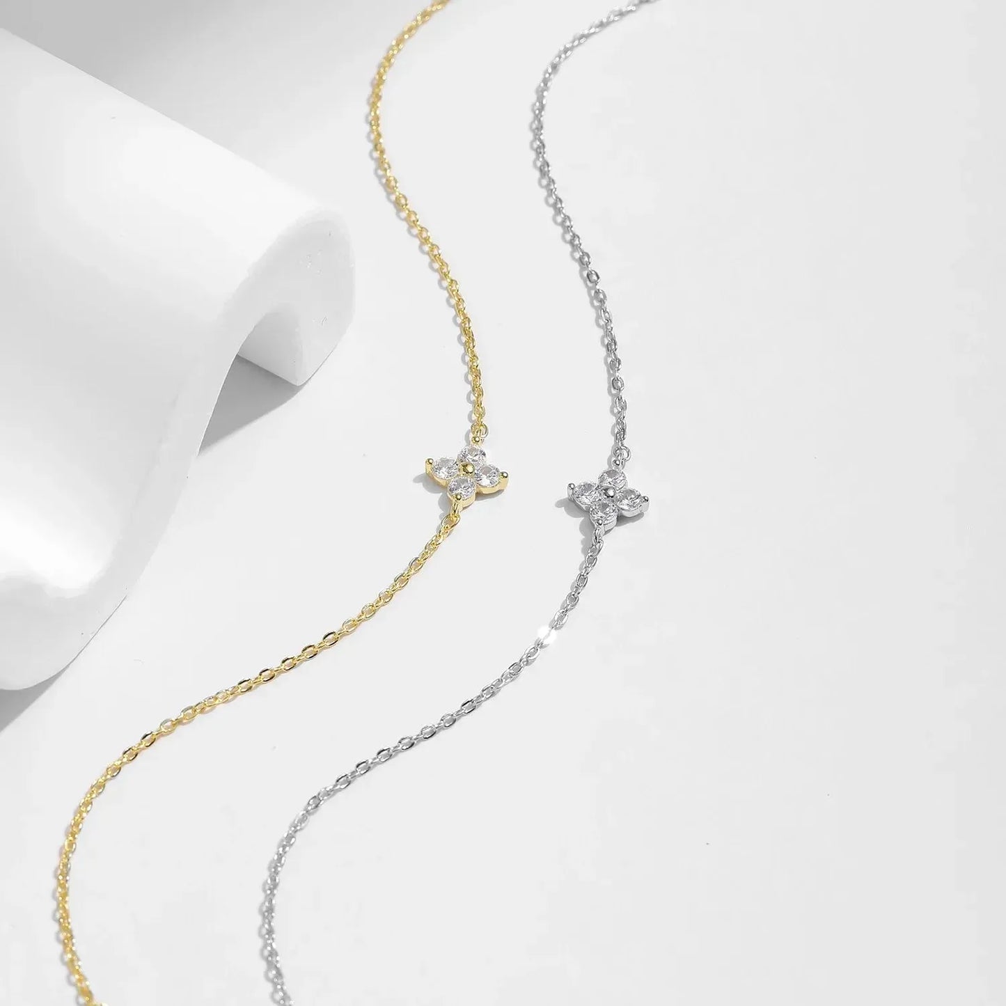 925 Sterling Silver Stackable Four Leaf Clover Bracelet