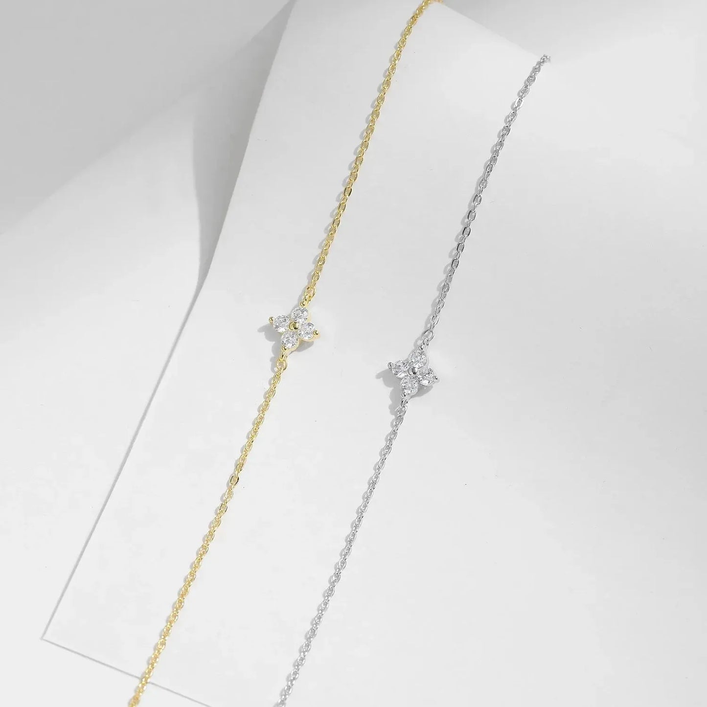 925 Sterling Silver Stackable Four Leaf Clover Bracelet